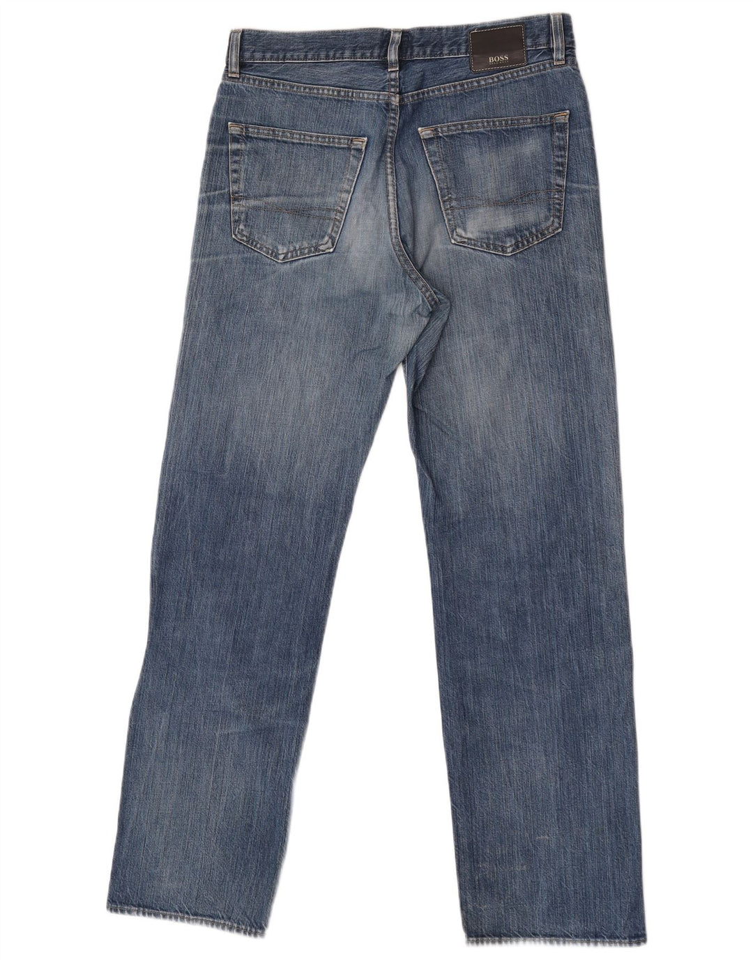 Hugo Boss Mens Straight Jeans W33 L32 Azul Algodão