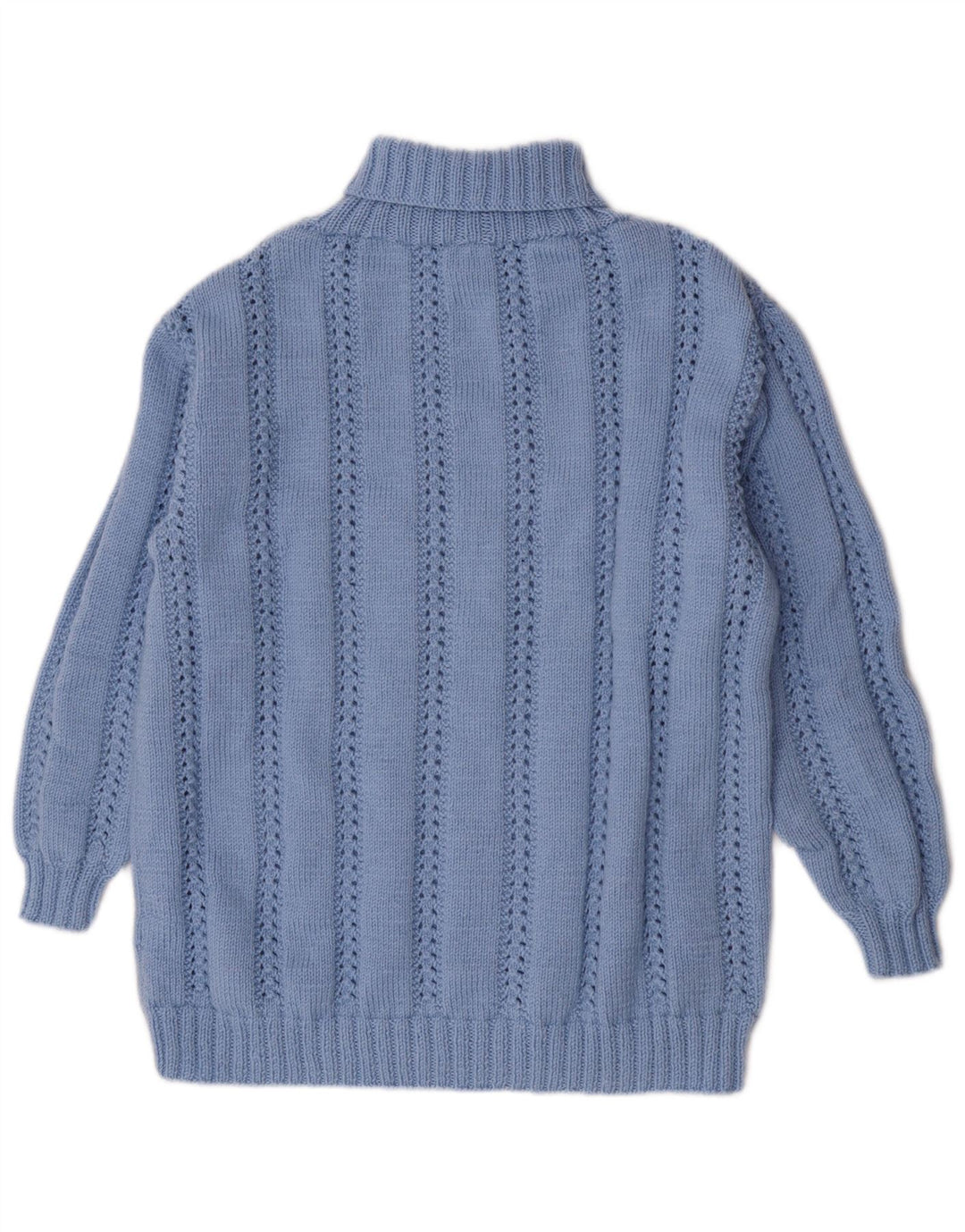 Suéter feminino vintage com gola redonda Reino Unido 14 grande azul