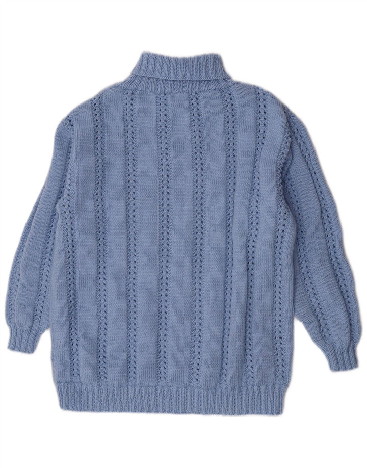Suéter feminino vintage com gola redonda Reino Unido 14 grande azul