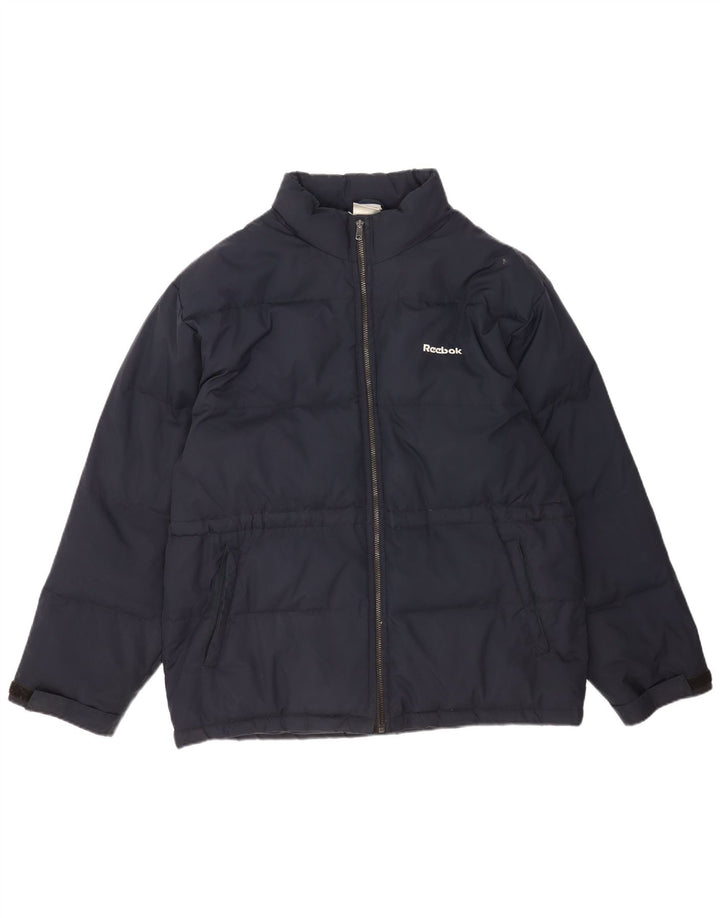 Jaqueta acolchoada superdimensionada feminina Reebok UK 16 grande poliéster azul marinho