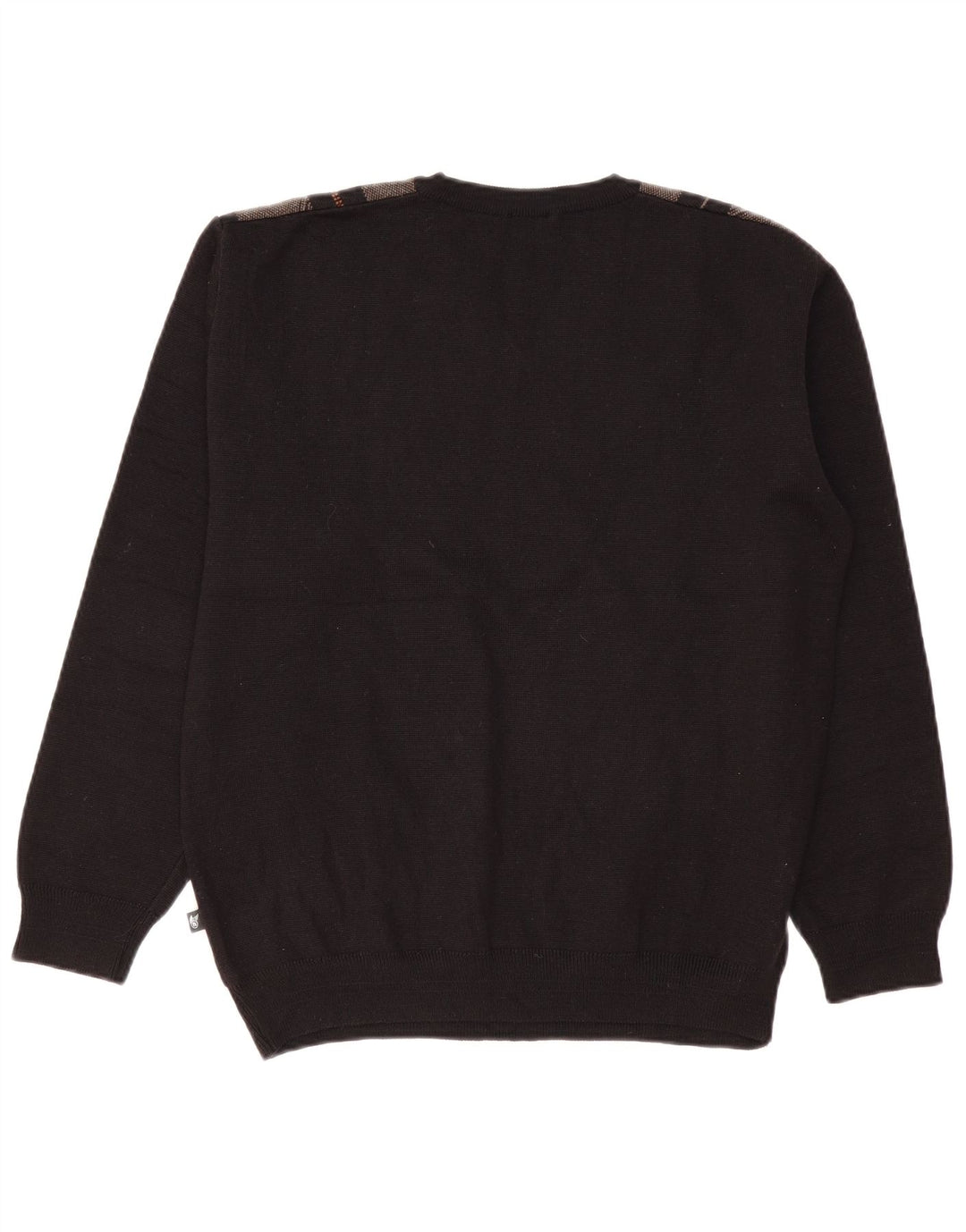 Suéter masculino Hajo com decote em V, lã colorblock médio preto