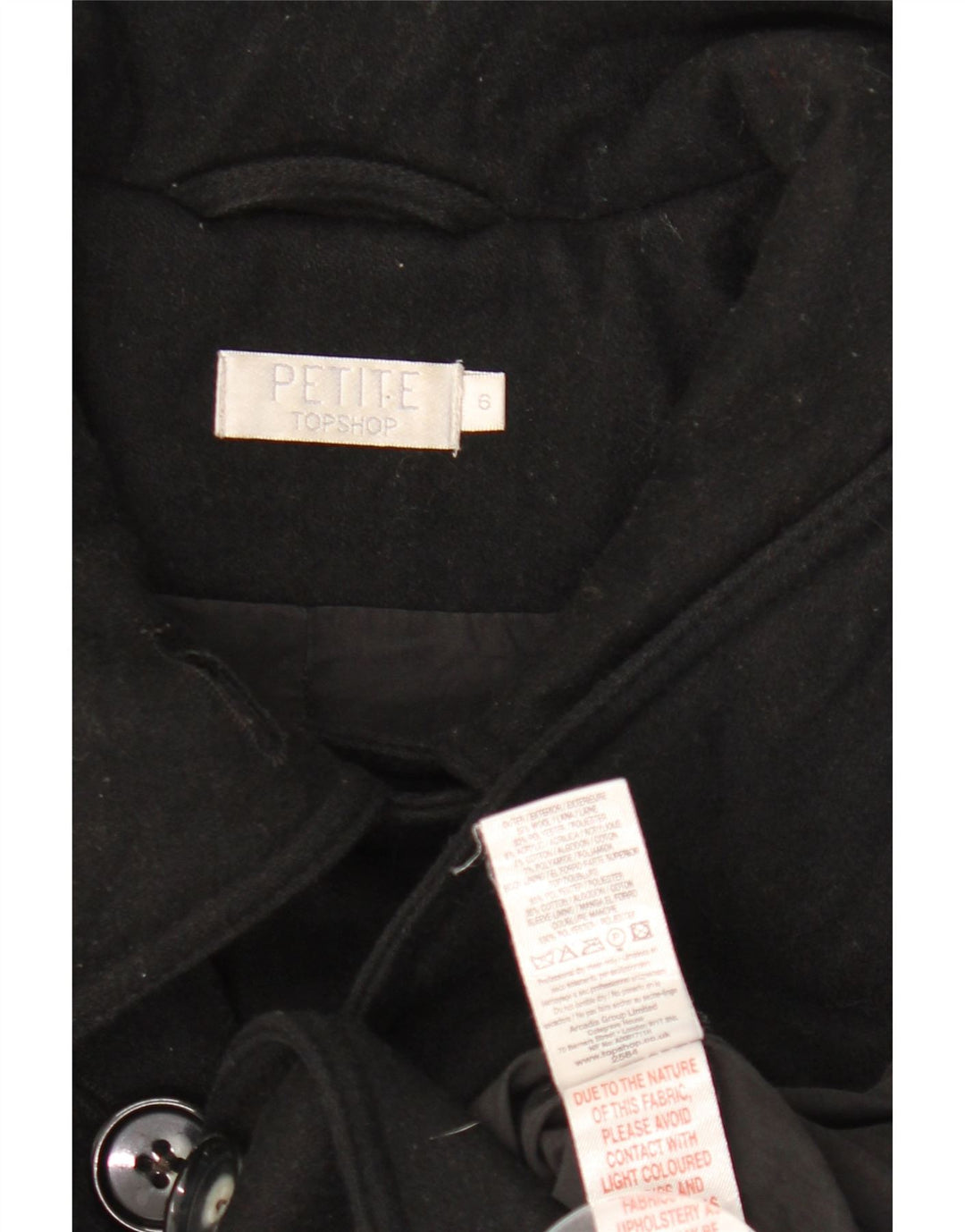 Trench Coat feminino Topshop UK 6 XS lã preta