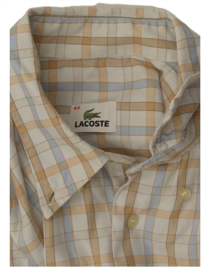 Lacoste Camisa masculina tamanho 44 XL Off White Check