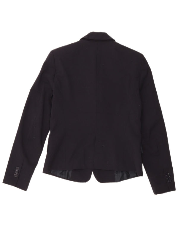 Jaqueta blazer feminina Zara com 1 botão Reino Unido 12 poliéster azul marinho médio