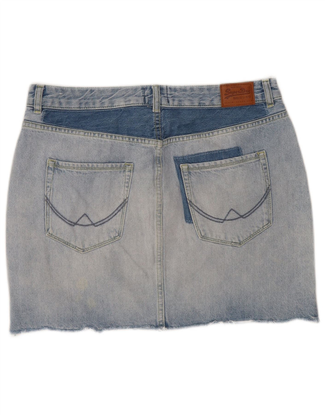 Mini saia jeans feminina SUPERDRY cintura baixa W32 grande algodão azul