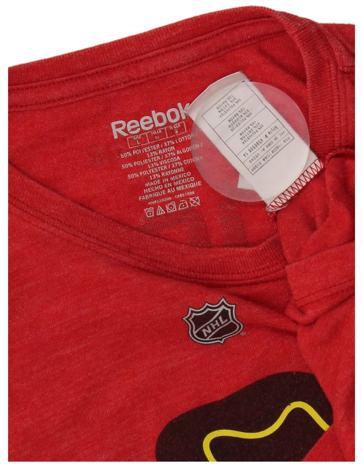 Reebok Mens Chicago Blackhawks Graphic Camiseta Top Grande Poliéster Vermelho