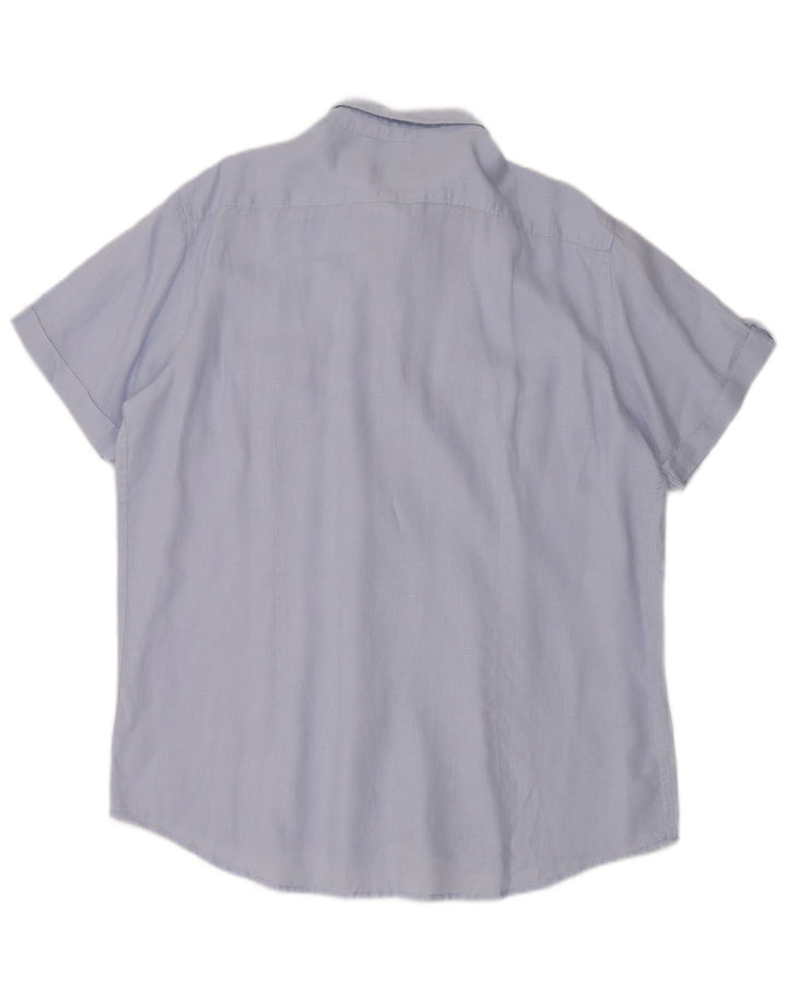 Camisa masculina de manga curta Carrera XL linho azul