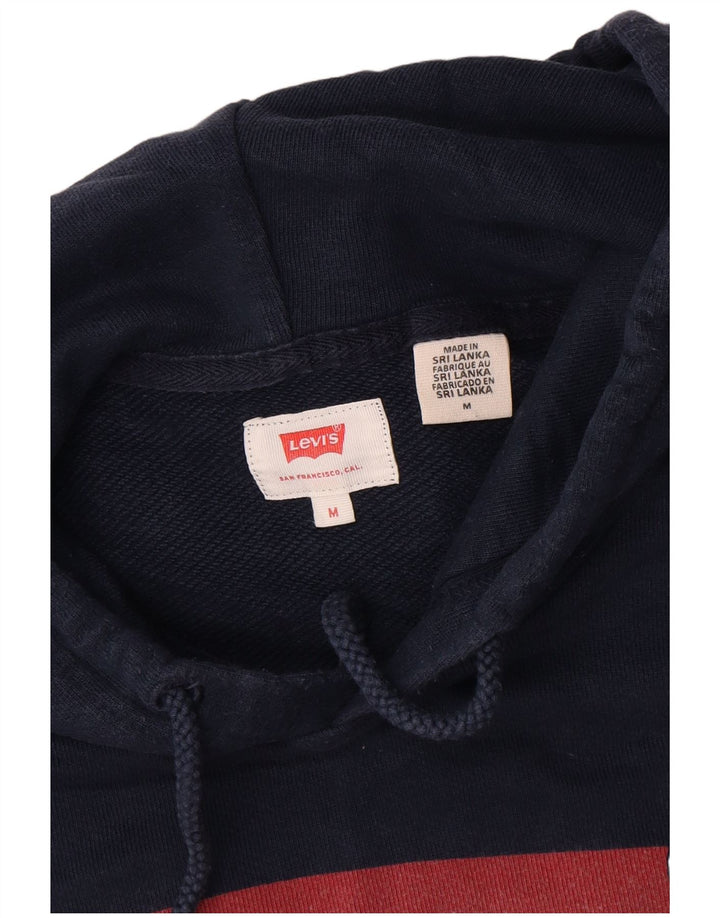 Suéter com capuz gráfico masculino Levi's médio azul marinho algodão