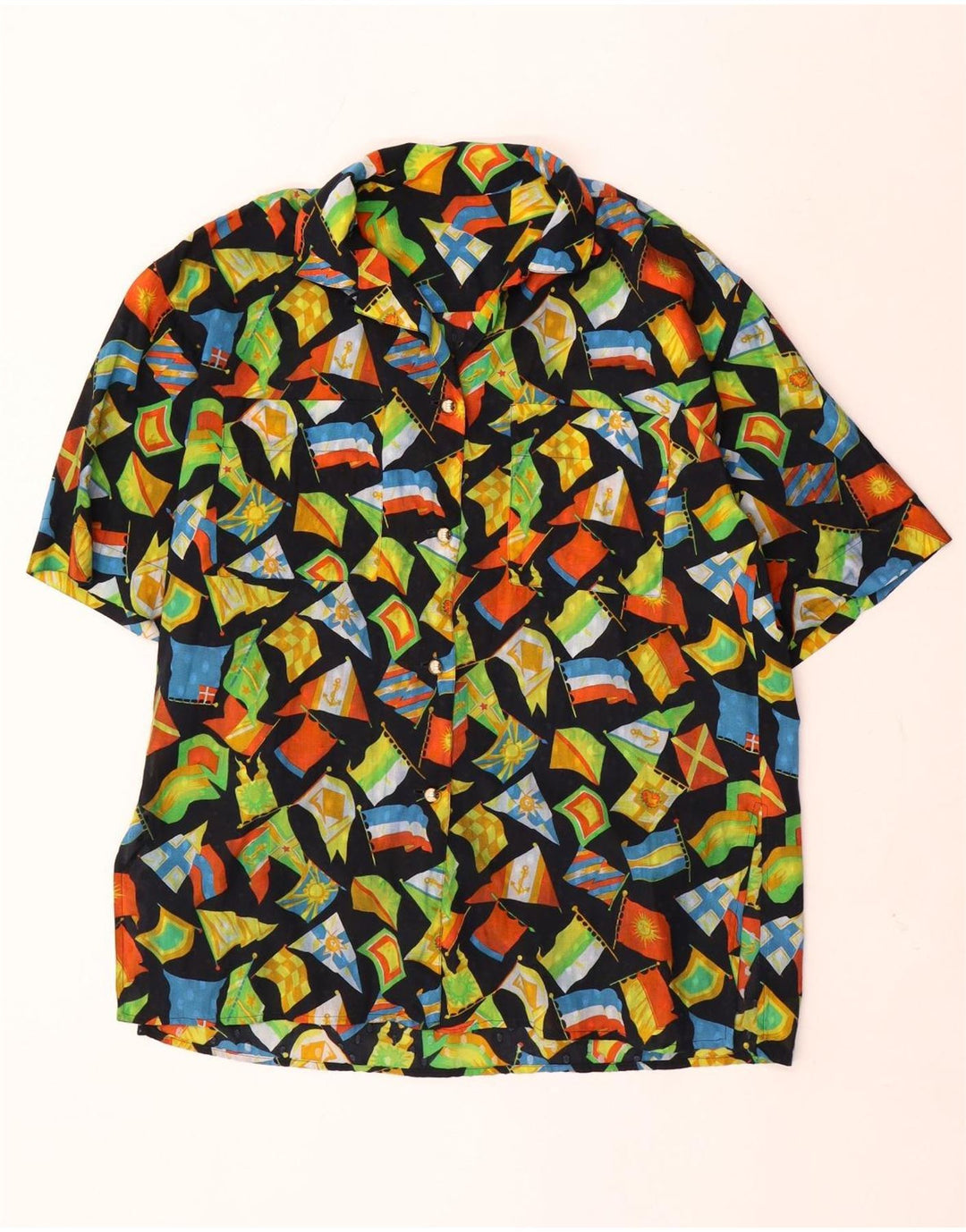 Blusa feminina vintage com padrão abstrato Reino Unido 16 grande multicolorida