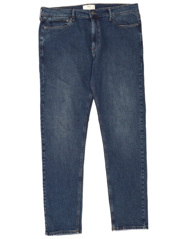 Marks & Spencer Mens Slim Jeans W36 L33 Azul Algodão