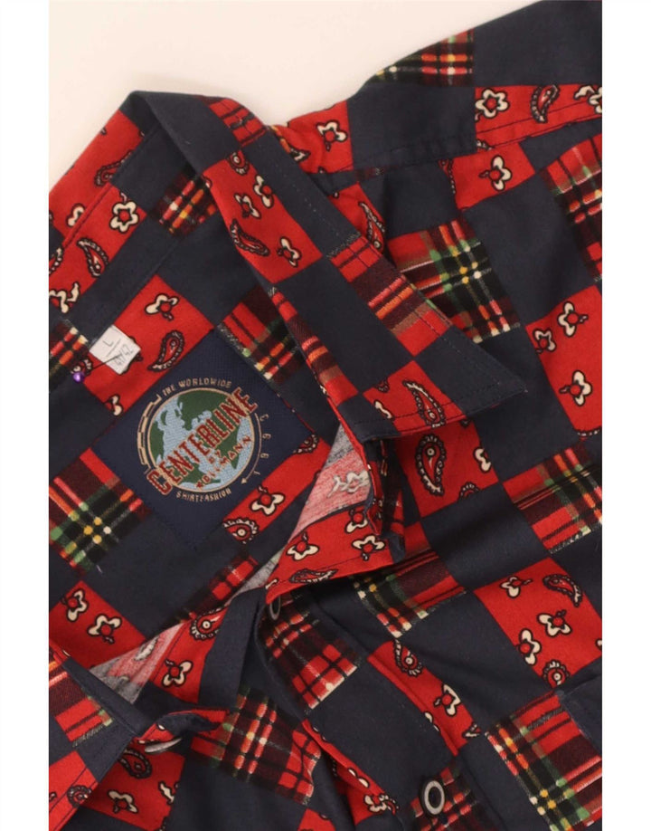 Camisa masculina vintage tamanho 41/42 grande algodão xadrez azul marinho