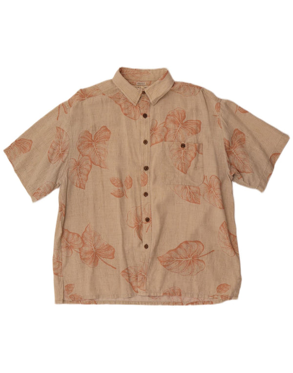 Camisa masculina de manga curta Island Republic XL bege floral seda