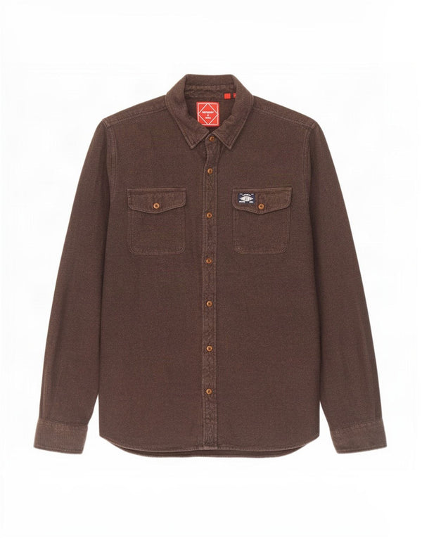 Camisa masculina de flanela Superdry grande algodão marrom