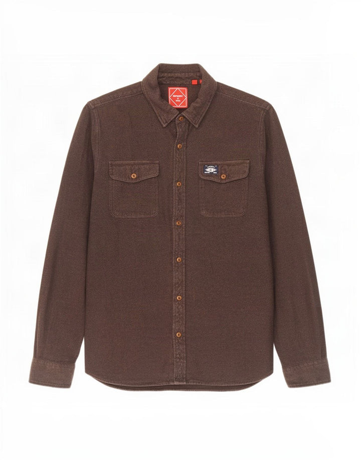 Camisa masculina de flanela Superdry grande algodão marrom