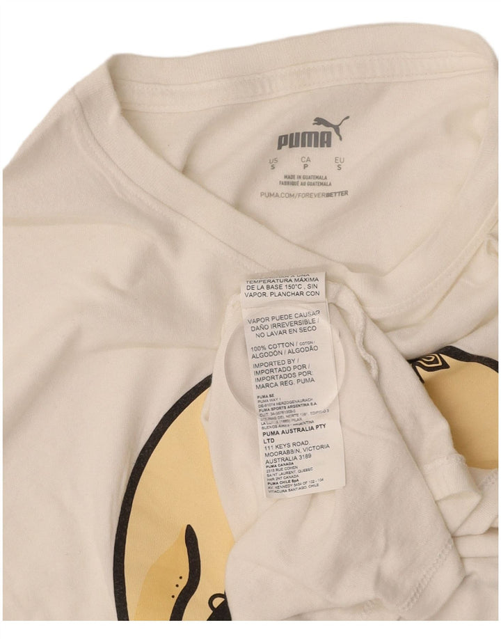 Camiseta masculina PUMA com estampa gráfica pequena de algodão off white