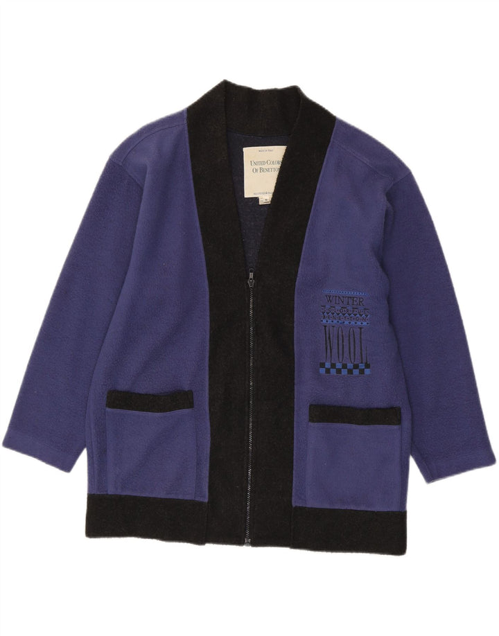 Suéter masculino Benetton Loose Fit Cardigan pequeno poliéster azul colorblock