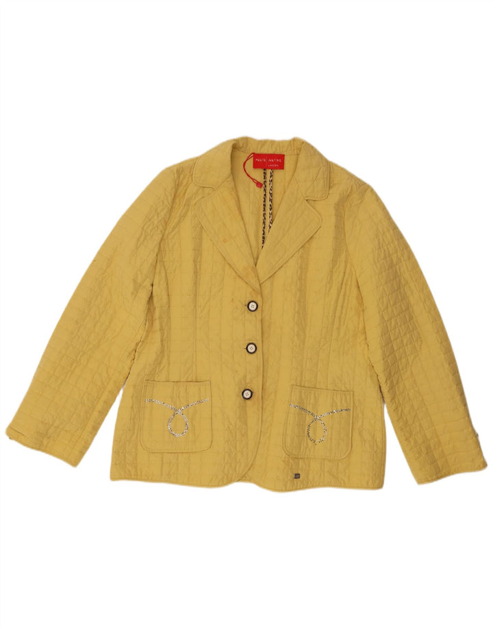 Jaqueta blazer acolchoada feminina Perte by Krizia com 3 botões tamanho 23 amarelo médio