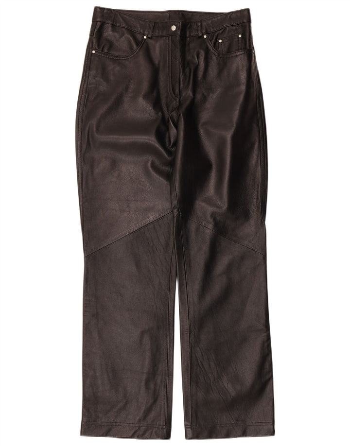 Calça feminina de couro Conbipel IT 46 grande W30 L30 preta