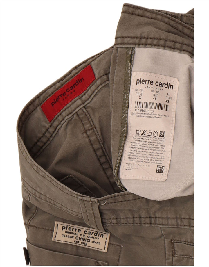 Bermuda cargo masculina Pierre Cardin W33 algodão cinza médio