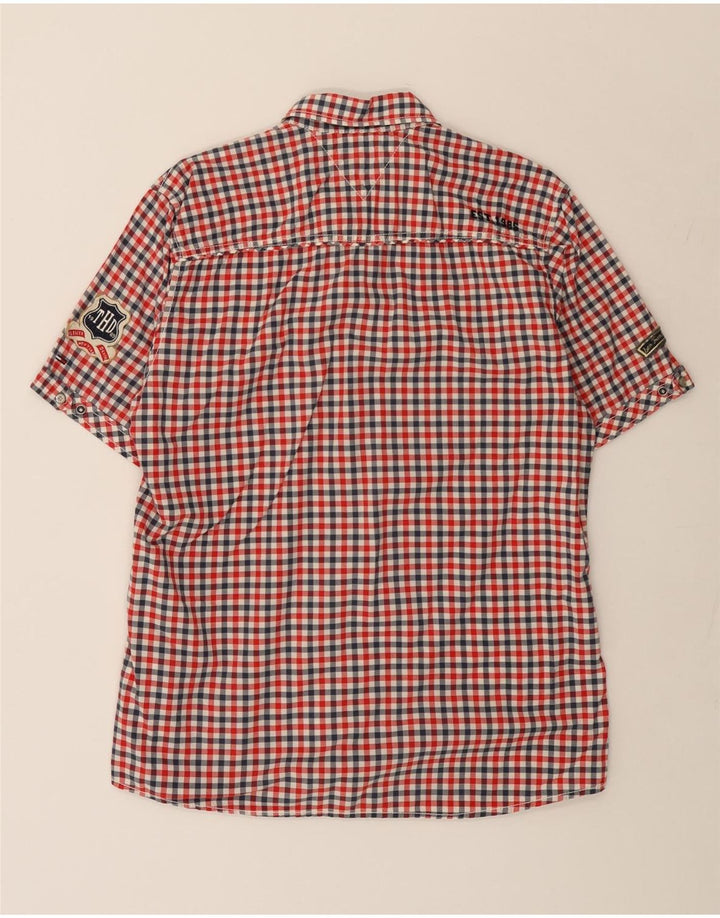 Camisa masculina TOMMY HILFIGER Heritage de manga curta XL vermelho xadrez algodão