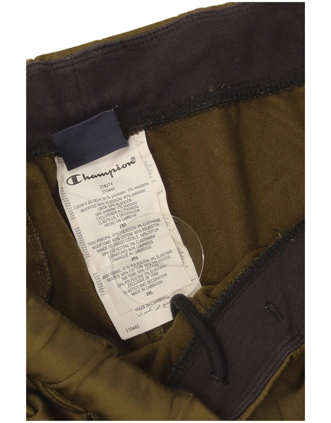 Calça de treino masculina Champion Joggers 2XL poliéster cáqui