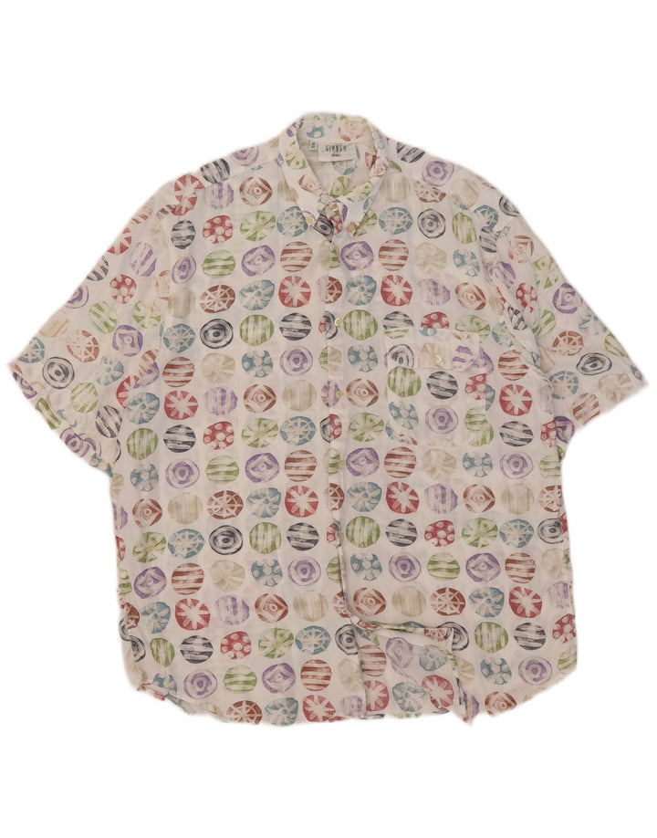 Camisa masculina Giunco de manga curta tamanho 42 16 1/2 grande multicolorida geométrica