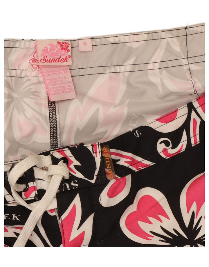 Shorts de natação feminino SUNDEK US 6 poliéster floral preto médio