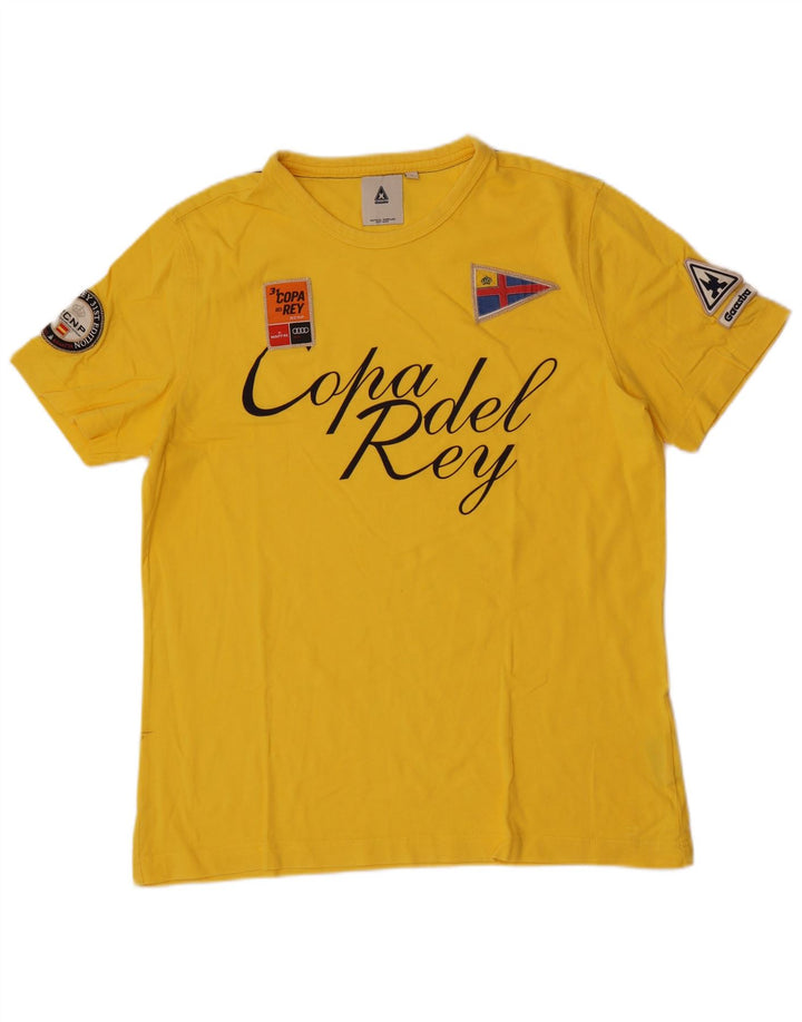Camiseta masculina gráfica Gaastra Top grande de algodão amarelo