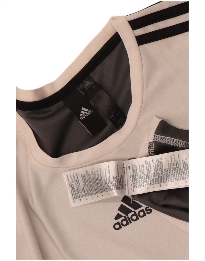 Adidas Mens Aeroready Camiseta Top Grande Branco Colorblock Poliéster