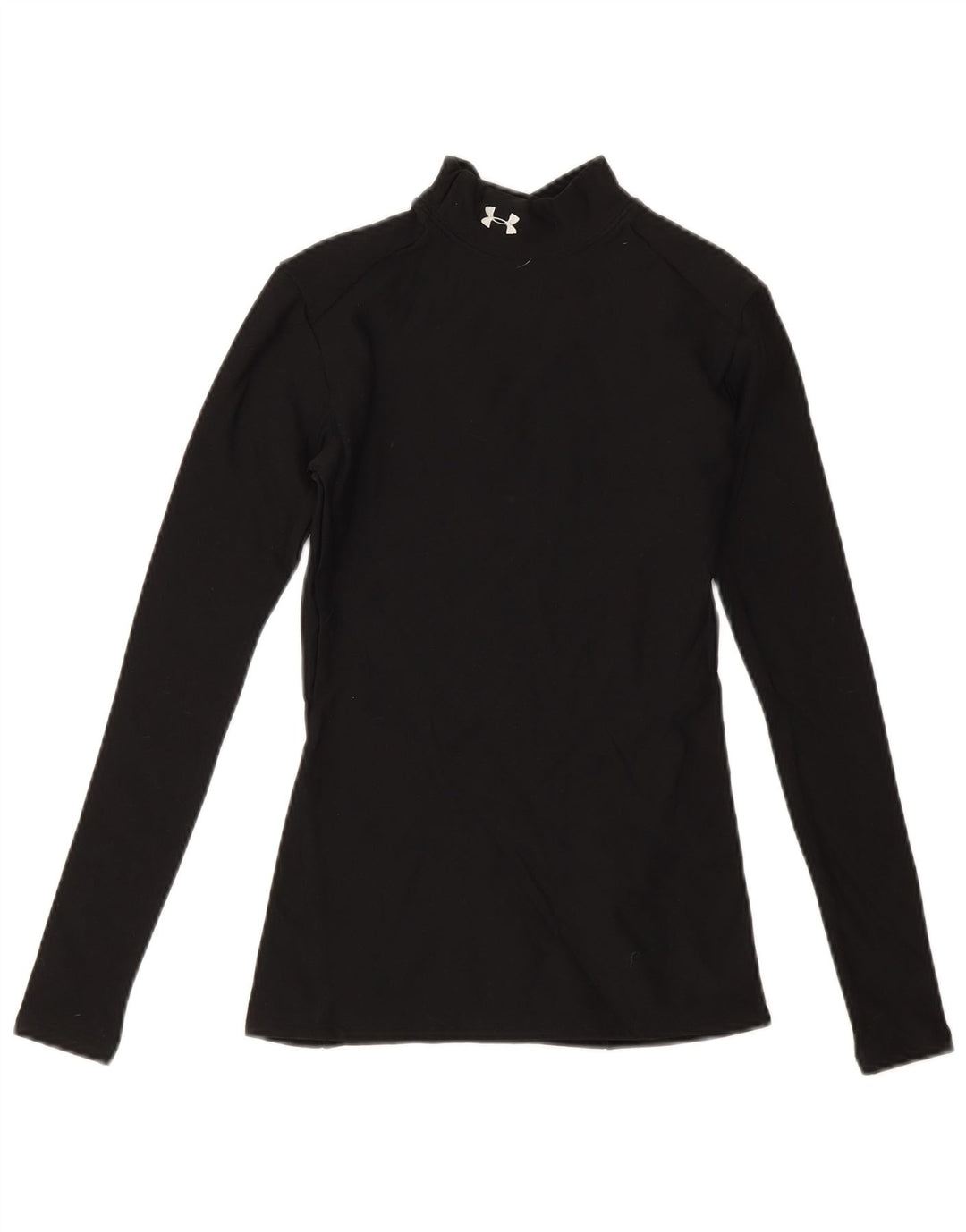 Top feminino Under Armour manga comprida UK 10 pequeno preto nylon