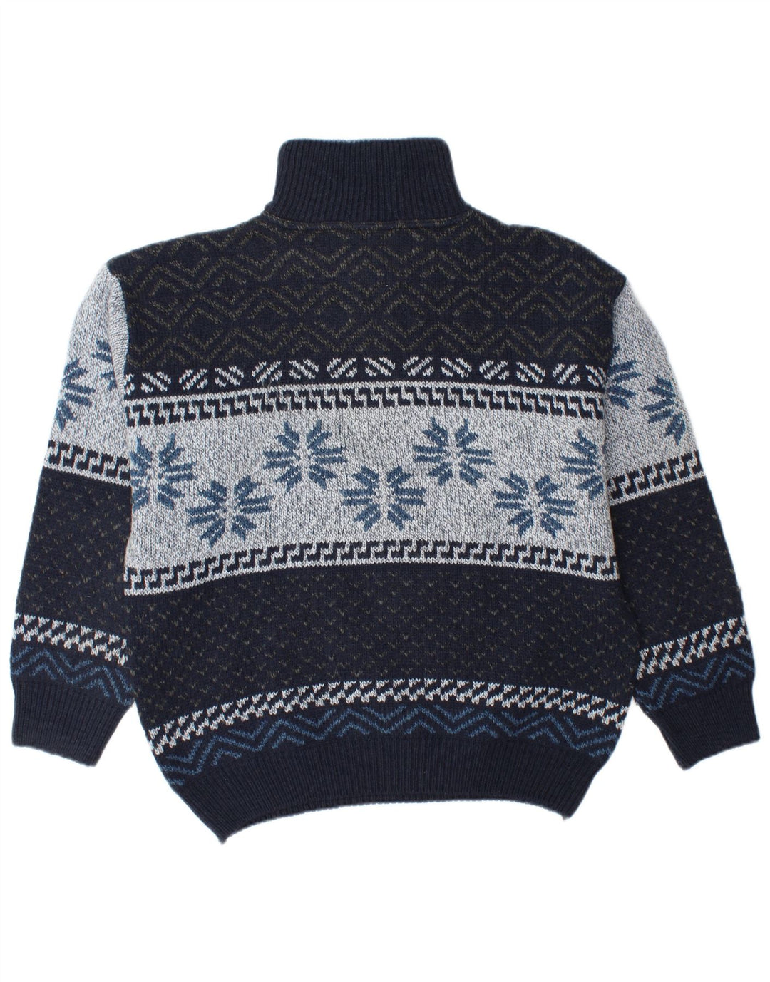Suéter masculino CAMARGUE com zíper e gola média azul marinho Fair Isle Winter