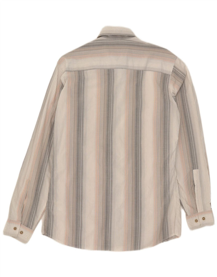 Camisa masculina Marlboro Classics de algodão listrado branco médio