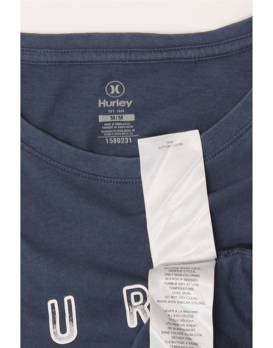 Camiseta gráfica masculina Hurley Top médio algodão azul marinho