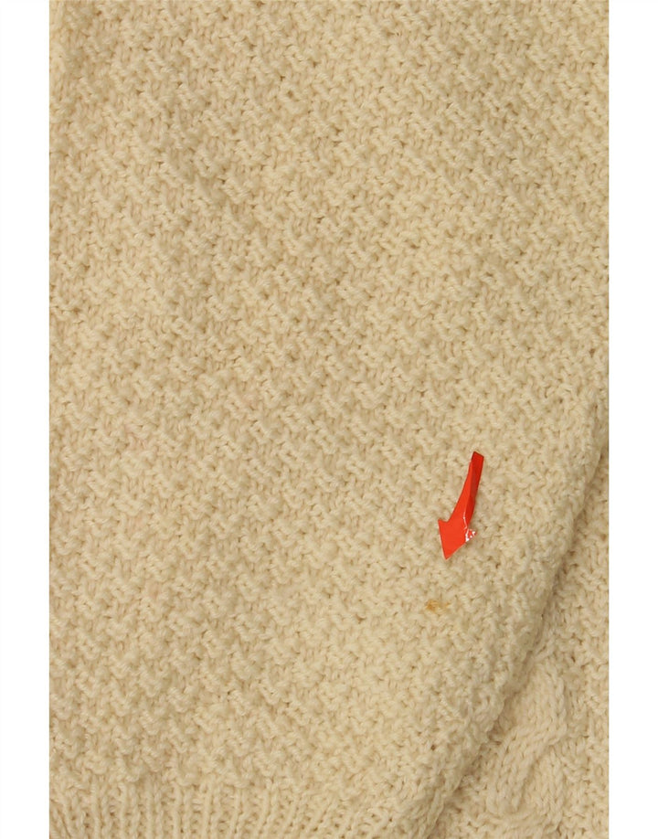 Suéter masculino vintage com decote em V grande bege