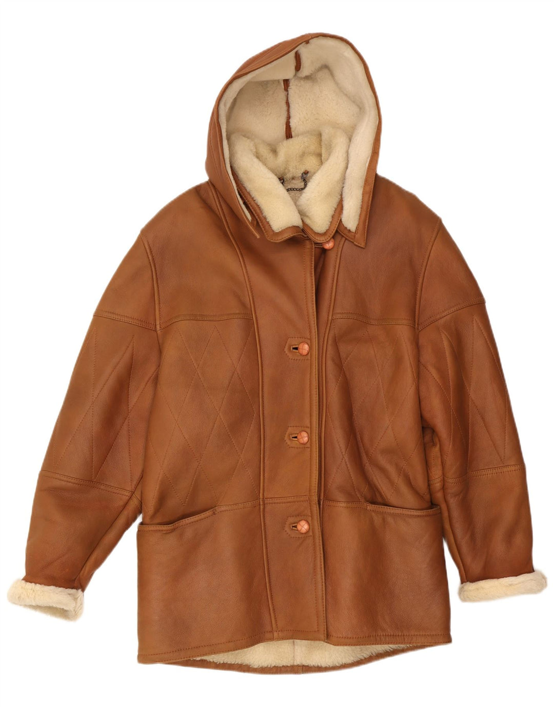 Casaco feminino de shearling com capuz Conbipel IT 42 marrom médio