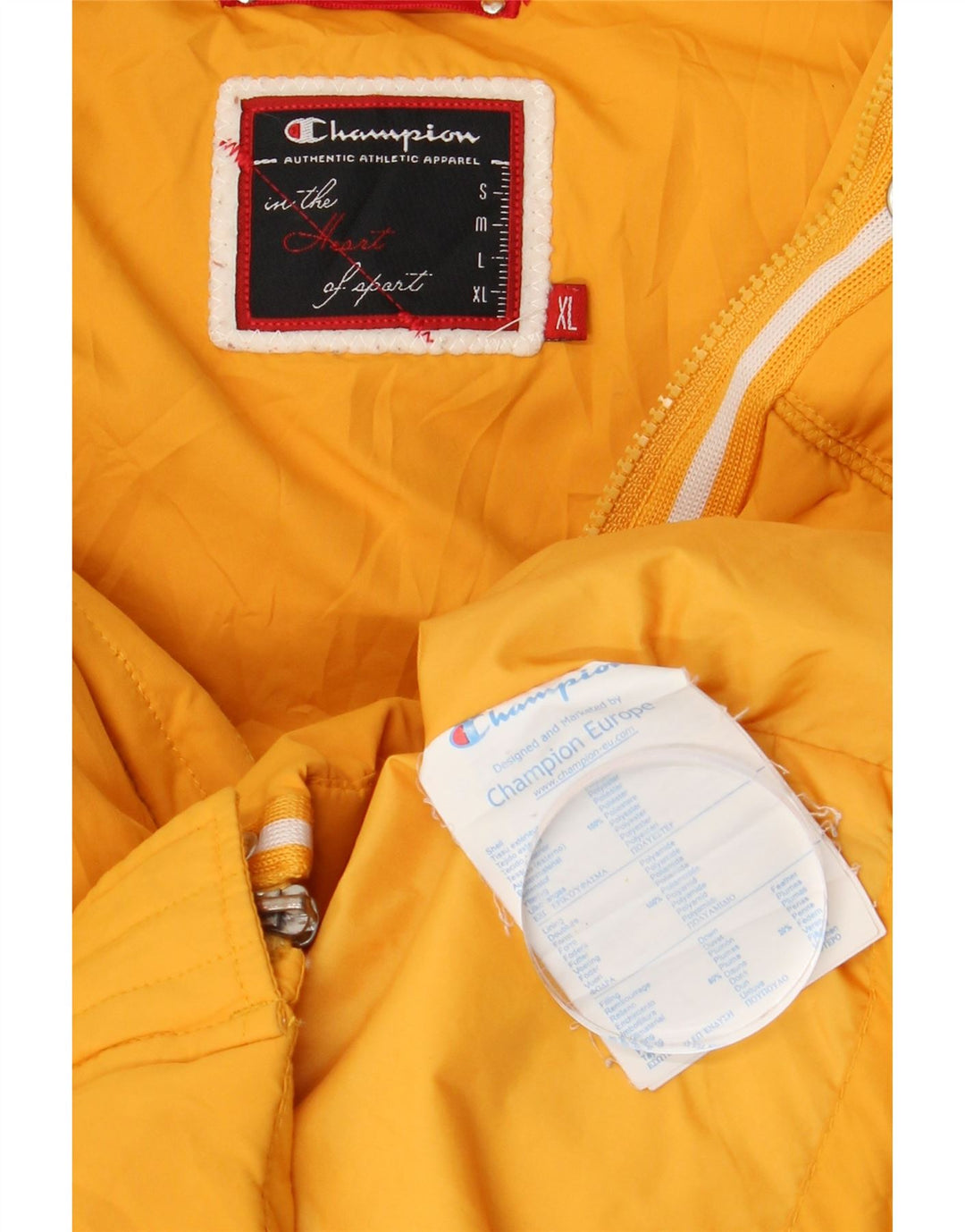 Jaqueta feminina acolchoada com capuz Champion UK 18 XL amarelo poliéster