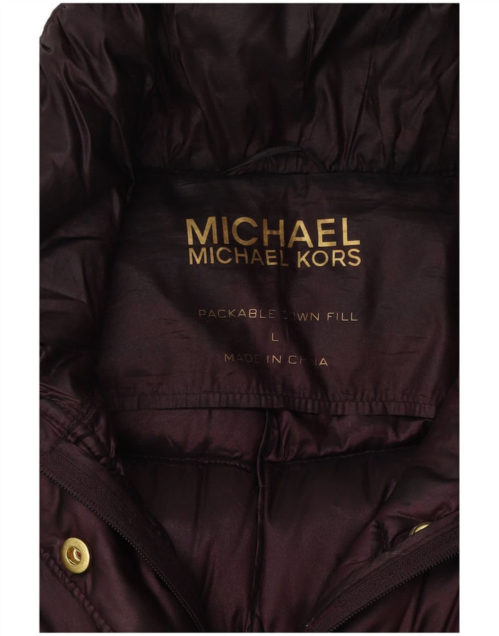 Casaco acolchoado feminino Michael Kors UK 16 grande roxo
