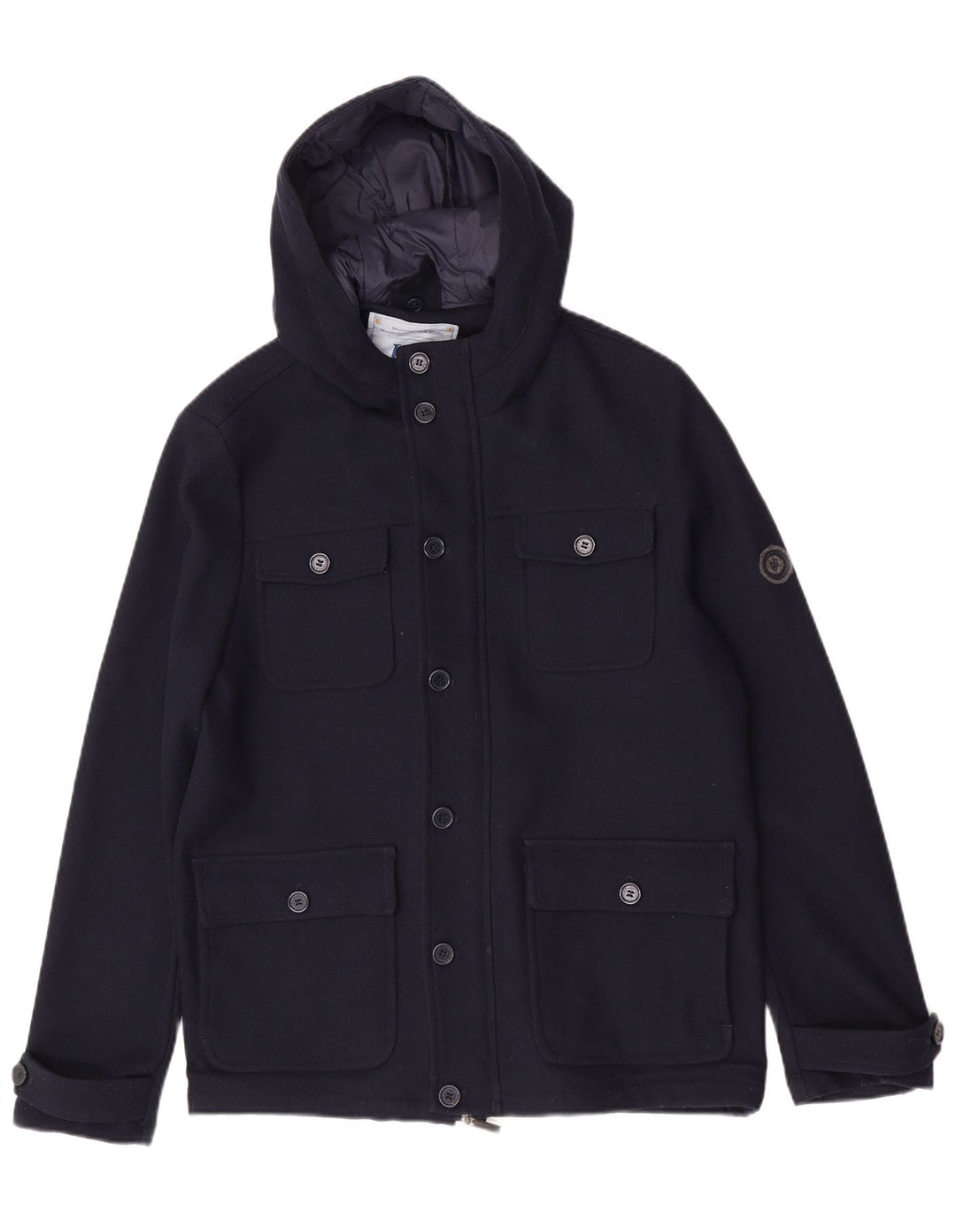 Jaqueta utilitária masculina Harmont & Blaine com capuz Reino Unido 40 grande poliéster azul marinho