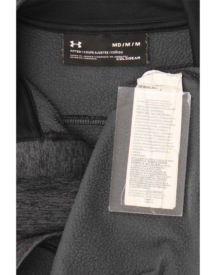 Under Armour Mens Cold Gear Zip Neck Moletom Jumper Médio Cinza Salpicado