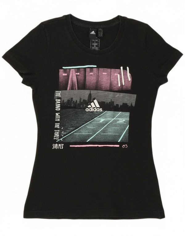 Adidas Camiseta Feminina Graphic Top UK 4/6 XS Algodão Preto
