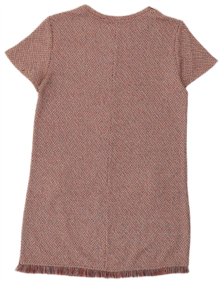 Vestido feminino Zara Trafaluc Shift UK 14 médio vermelho manchado