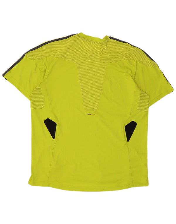 Adidas Mens Climacool T-Shirt Top Large Yellow Colourblock Polyester