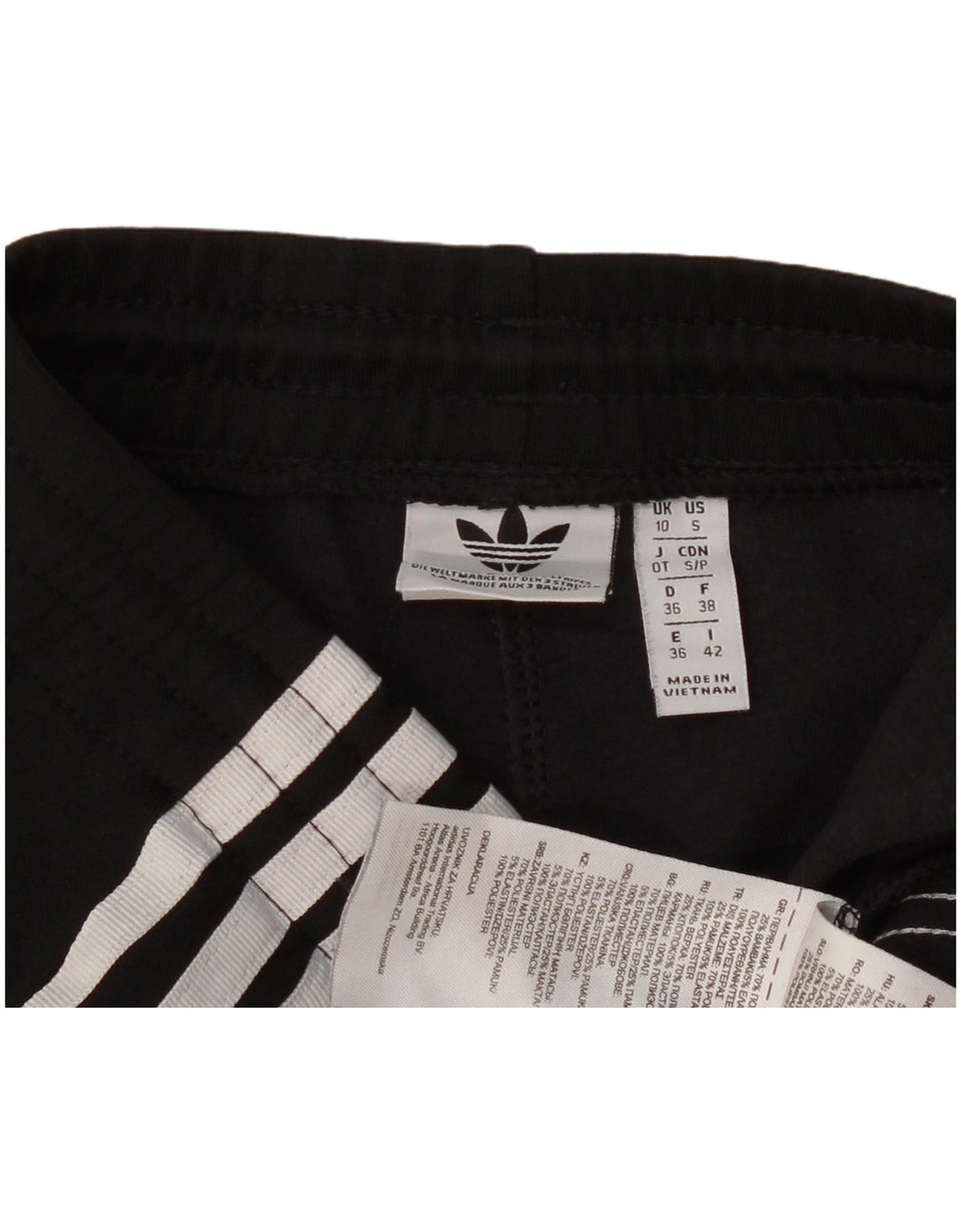 Calça de treino feminina Adidas UK 10 pequena poliéster preto
