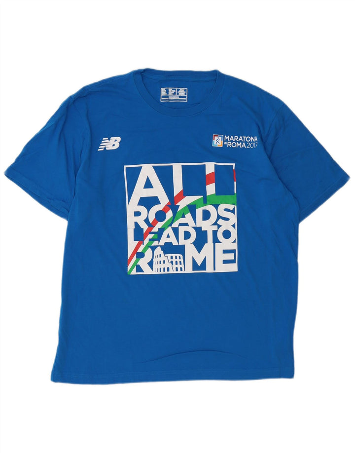 Camiseta gráfica masculina NEW BALANCE de algodão azul médio