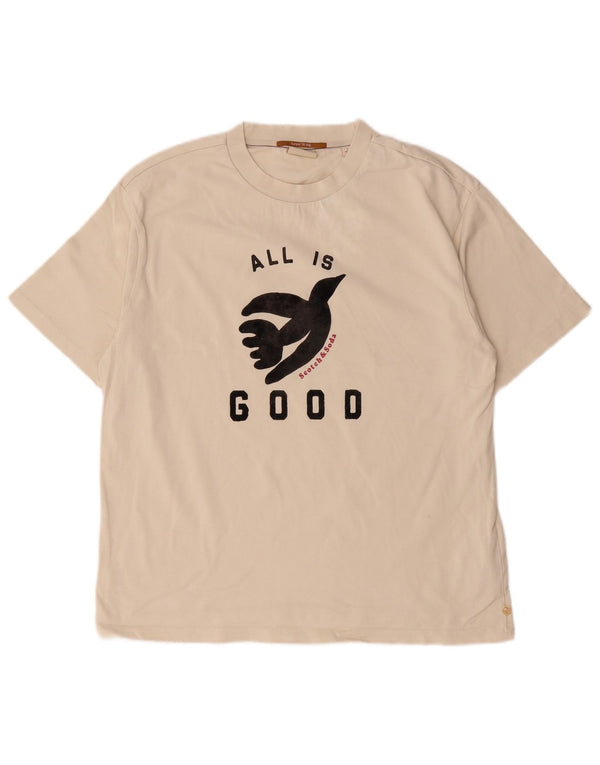 Scotch & Soda Camiseta masculina gráfica top pequeno algodão branco