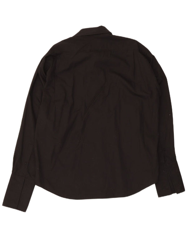 Camisa formal masculina Yves Saint Laurent tamanho 43 17 XL algodão preto