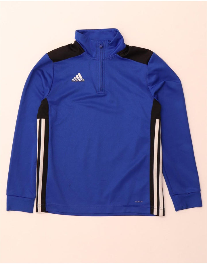 ADIDAS Boys Climalite Sweatshirt Jumper 11-12 Years Blue Colourblock