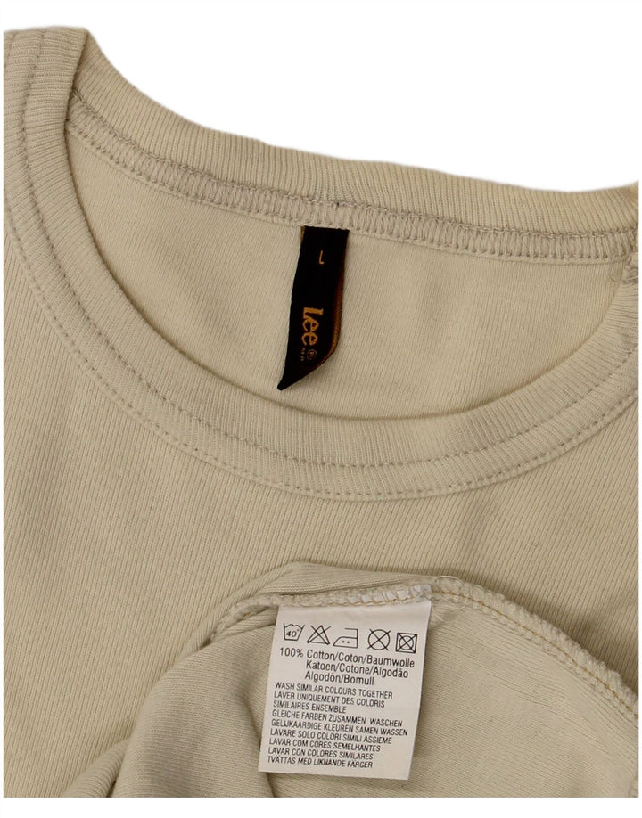 Camiseta feminina Lee UK 14 grande algodão bege