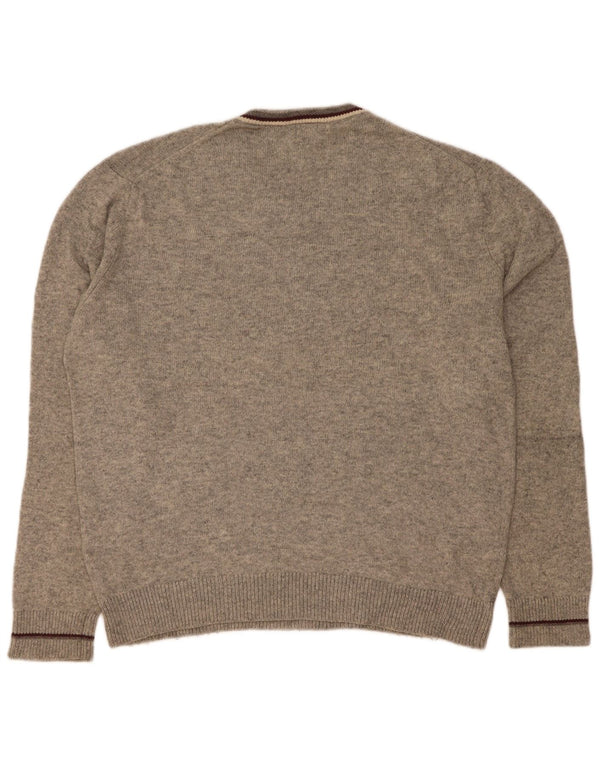 Gap Mens V-Neck Jumper Sweater Large Grey Flecked Cotton