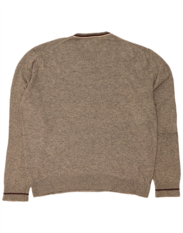 Suéter masculino Gap com decote em V grande algodão manchado cinza